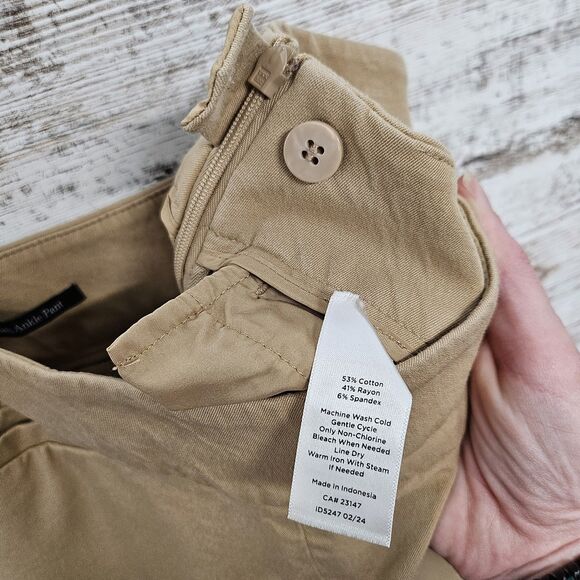 TALBOTS $99 Beige Tan Chatham Ankle Pant Side Zip Stretch Cotton Size 6 Preppy - Picture 8 of 8